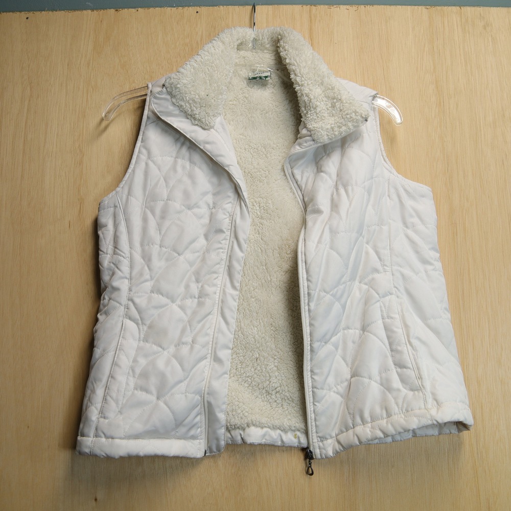 Mountain Lake White Quilted Faux Shearling Lined Vest Womens Medium Full Zip A